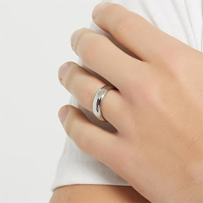 4mm 6mm Stainless Steel Ring Plain Dome High Polished Wedding Band Comfort Fit Size 4-12 - color: Silver-6mm, size: 4