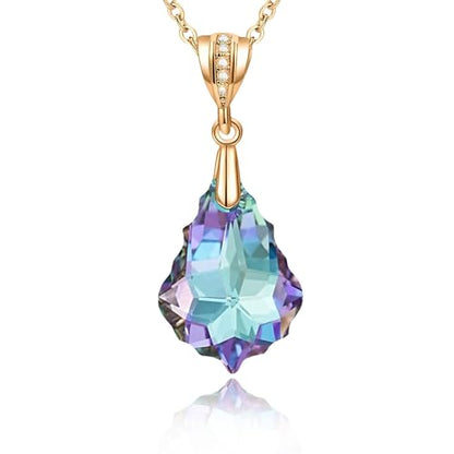 EVEVIC Teardrop Austrian Crystal Charm Pendant Necklace for Women | 14K Gold Plated,Adjustable Chain Fit,Elegant Teardrop Crystal,Gift Box Included,Perfect for Daily Wear and Special Events - color: Vitrail Light