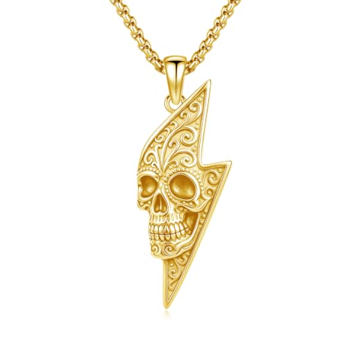 Skull Necklace for Men Women Gothic Skull Necklace for Men Women - style: 14K Skull necklace