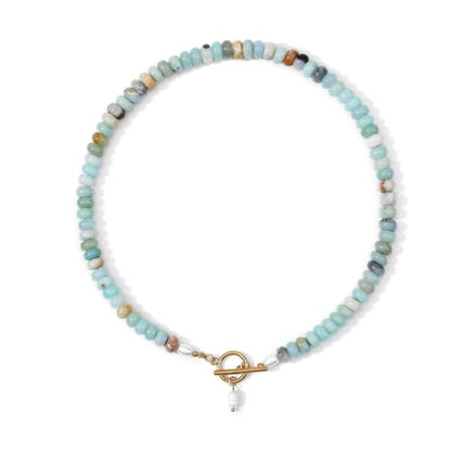 Beaded Gemstone Necklaces for Women, Bohemian Choker Natural Stone Bead Decoration Summer Beach Handmade Jewelry Necklace