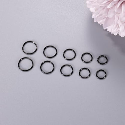 10Pcs 18G 20G Surgical Steel Nose Rings Hoops for Women Men Hinged Seamless Clicker Nose Hoops Cartilage Helix Tragus Daith Sleeper Earrings Hoop Hypoallergenic Nose Piercing 6/7/8/9/10MM - color: black, size: 20G
