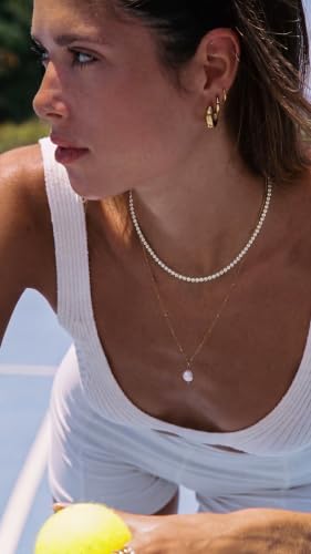 Tewiky Layered Necklaces for Women 14k Gold Plated Chain Necklace Set | Chunky Herringbone/Snake/Rope/Box/Cuban Link Chain for Women, Layering Stack Choker Necklace, Dainty Jewelry Set Non Tarnish - color: Tennis Necklace Gold