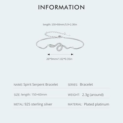 925 Sterling Silver Adjustable Bracelet for Women Jewelry Gifts - color: Silver Snake