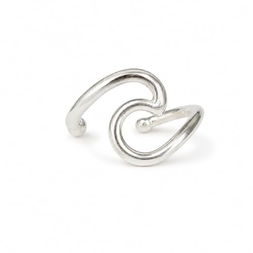 925 Sterling Silver Ear Cuff, Handmade Single Band Adjustable Non Piercing Clip On Cartilage Earring, Minimalist Ear Wrap Faux Piercing Jewelry for Women - style: Wave Band