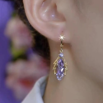 Crystal Teardrop Earrings Long Dangle Trendy Earrings for Women Gold Jewelry Gift