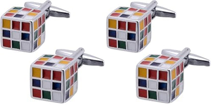 Magic Cube Men Cufflinks Jewelry In Gift Box for French Shirt Stainless Steel Classic Tuxedo Unique Business Wedding - size: 12 x 12mm (Pack of 2)