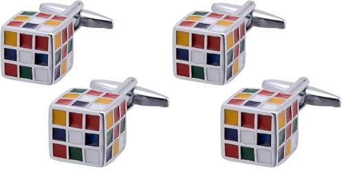 Magic Cube Men Cufflinks Jewelry In Gift Box for French Shirt Stainless Steel Classic Tuxedo Unique Business Wedding - size: 12 x 12mm (Pack of 2)
