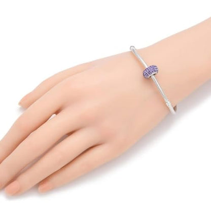 Adabele 1pc Solid 925 Sterling Silver Jan-Dec Birthstone Bead Charm - color: February