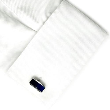 Rectangle Navy Cats Eye Cufflinks With Box (Navy)
