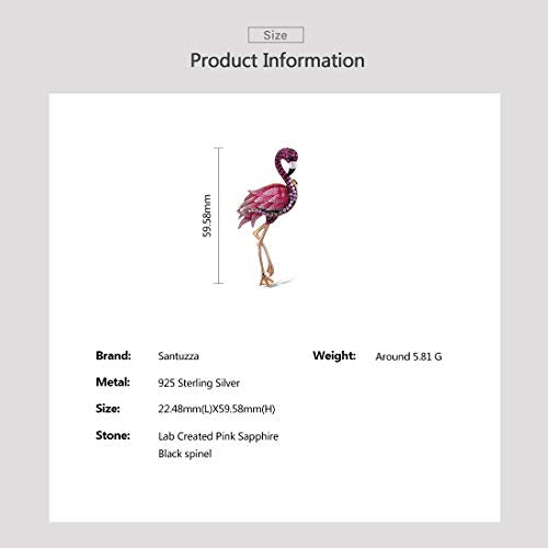 Santuzza 925 Sterling Silver Enamel Brooch Pin for Women - color: [B]Flamingo