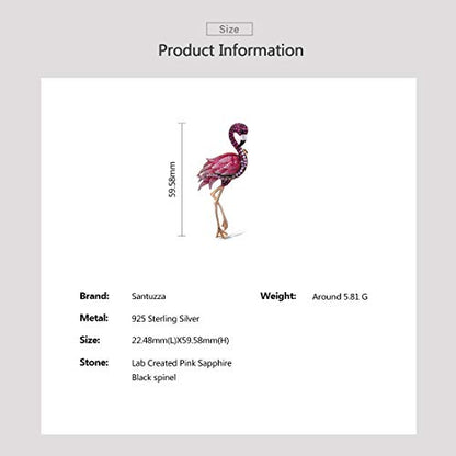 Santuzza 925 Sterling Silver Enamel Brooch Pin for Women - color: [B]Flamingo