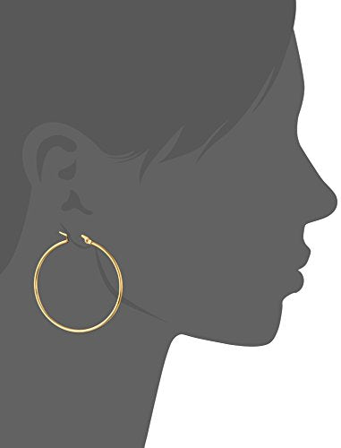 Amazon Essentials Stainless Steel Rounded Tube Hoop Earrings (50mm), (previously Amazon Collection) - color: Yellow Gold, size: 40 mm
