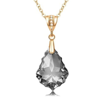 EVEVIC Teardrop Austrian Crystal Charm Pendant Necklace for Women | 14K Gold Plated,Adjustable Chain Fit,Elegant Teardrop Crystal,Gift Box Included,Perfect for Daily Wear and Special Events - color: Black