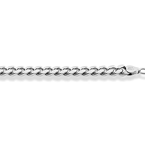 Miabella Italian Thick 925 Sterling Silver Cuban Link Chain Bracelet Men | 3.2mm, 5mm, 7mm, Solid Curb, Fine Jewelry, Made in Italy - size: 5mm
