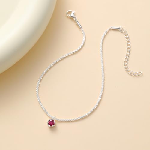 Wellike Silver Ankle Bracelets For Women Waterproof Birthstone Anklets Adjustable Sparkly Chain Silver Plated Stainless Steel Anklet Non Tarnish Jewelry - color: KKWJL185-7