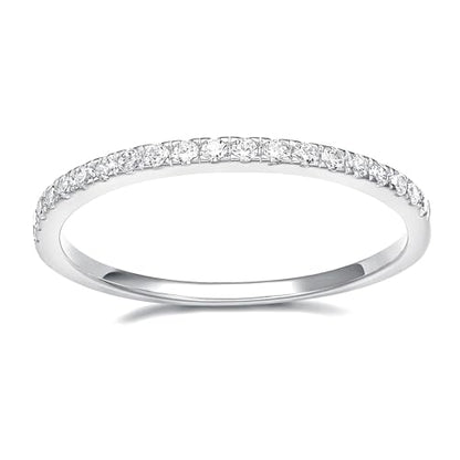 EAMTI 2mm Wedding Band Cubic Zirconia Half/Full Eternity Stackable Brass Engagement Ring Size 3-13 - color: Half-Eternity-Silver