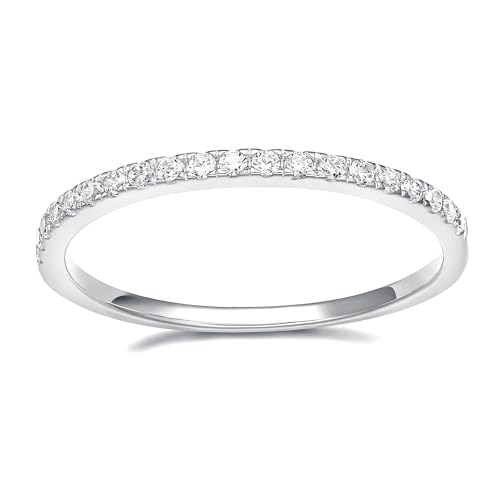 EAMTI 2mm Wedding Band Cubic Zirconia Half/Full Eternity Stackable Brass Engagement Ring Size 3-13 - color: Half-Eternity-Silver