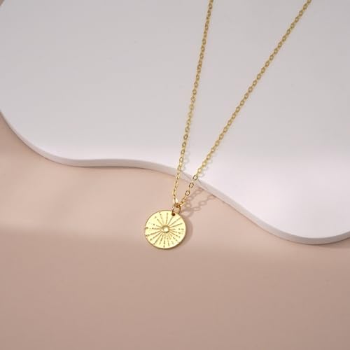Gold Silver Necklace for Women, Dainty Cubic Zirconia Pendant | Teardrop CZ Charm, 14K Gold/Sterling Silver Plated, Adjustable Chain, Hypoallergenic & Waterproof Jewelry, Cute Trendy Gift - color: Gold-Radiant sun/cable chain