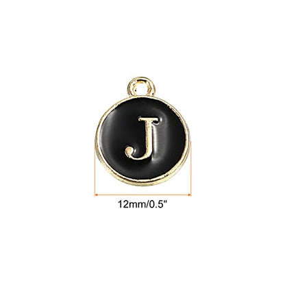 MECCANIXITY Alphabet Letter Charm Double Sided Alphabet Pendant, for Earring Jewelry Making - style: J