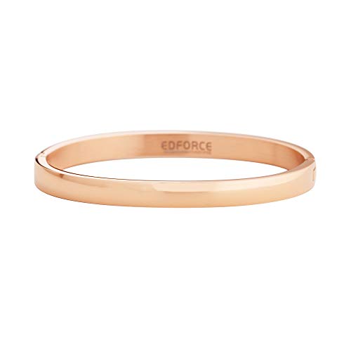 Women's Stackable Bangle Bracelet Hinged Oval-Shape - color: Rose Gold, size: Medium 6.75"Inches