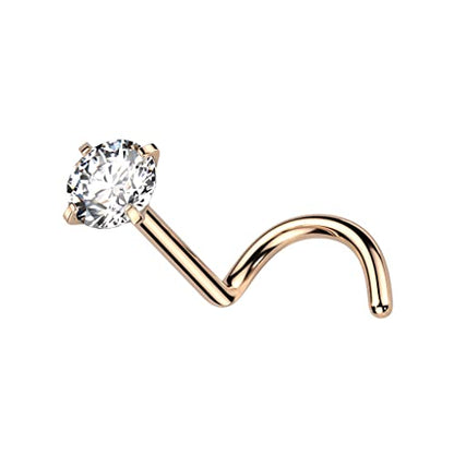 Satix 4-11PCS 18G 20G Implant Grade Titanium Nose Screw Rings Prong Settings 2mm CZ Nose Screw Studs Ring Nostril Piercing Jewelry For Women - style: 18 Gauge - 4PCS