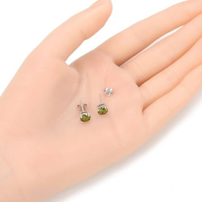 Adabele Authentic Sterling Silver Birthstone Stud Earrings 6mm 8mm Cubic Zirconia Imitation Diamond Gemstone Hypoallergenic Nickel Free Tarnish Resistant Women Fine Jewelry - color: August, size: 6mm/0.84 Carat