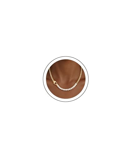 IMBOS 14K Gold Plated Chunky Chain Choker Necklaces for Women Chunky Gold Necklace Tennis Necklace for Women CZ Love Chain Cuban Link Choker Jewelry Gifts - color: Gold-Chunky Tennis