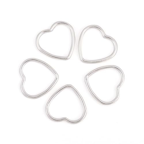 Elecrelive 5pcs 925 Sterling Silver Heart Charms Love Heart Bezel Frame Hollow Link Connector Charms for Valentine's Day DIY Bracelet Necklace Earring Making - color: Silver-Heart