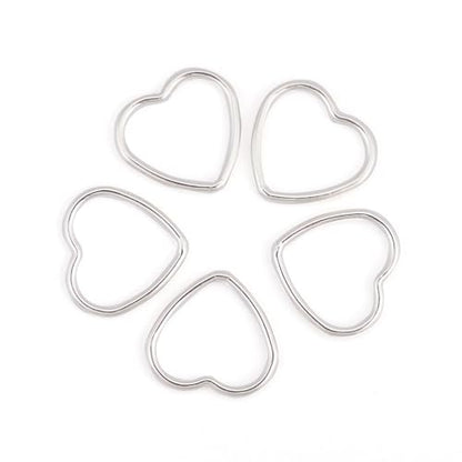 Elecrelive 5pcs 925 Sterling Silver Heart Charms Love Heart Bezel Frame Hollow Link Connector Charms for Valentine's Day DIY Bracelet Necklace Earring Making - color: Silver-Heart