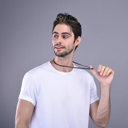 Necklace for Men Stainless Steel Statement Cuban Chain Necklace Gold/Silver/Black Plated 7mm Chain Hip Hop Jewelry 18/20/22/24/26/28/30 Inch - color: 7mm-Black Cuban Chain, size: Length 18 Inch