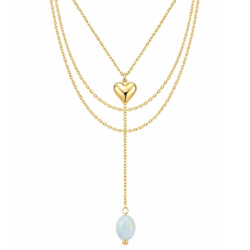 Mchic Gold Necklace for Women Dainty Long Lariat Necklace 18K Gold/Silver Plated Y-Shaped Pendant Necklaces Minimalist Layered Drop Necklaces Trendy Jewelry Gift - color: Gold2