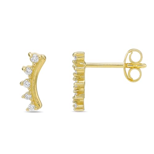 Lavari Jewelers 1/10 Carat Round Lab Grown Diamond Crawler Earrings for Women I 18k Yellow Gold Plated 925 Sterling Silver Ear Climber for Her I Hypoallergenic Push Back Studs