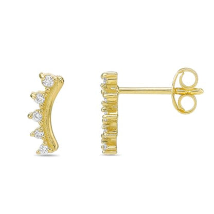 Lavari Jewelers 1/10 Carat Round Lab Grown Diamond Crawler Earrings for Women I 18k Yellow Gold Plated 925 Sterling Silver Ear Climber for Her I Hypoallergenic Push Back Studs