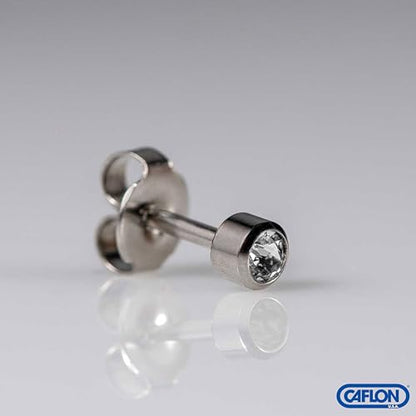Caflon April Birthstone Stud Earrings - 12 Pairs Clear Crystal Studs, 3/4/5mm | Surgical Steel Starter & Piercing Studs, Sterilized & Individually Sealed | Hypoallergenic Nickel-Safe for Newly Pierced & Sensitive Ears - color: Stainless Steel, size: 3mm