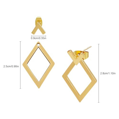 V Shaped Earrings for Women Geometric Ear Jacket Earrings Front & Back Stud Earrings Simple Hypoallergenic 18K Gold Plated Jewelry Gift for Women