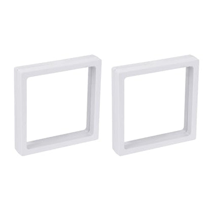 MECCANIXITY Floating Frame Display Holder Stand 3D Jewelry Display Box 4.33 x 4.33 x 0.79 Inch White for Ring Necklace Bracelet Earring Pack of 2 - color: White, size: 4.33 x 4.33 x 0.79 inch