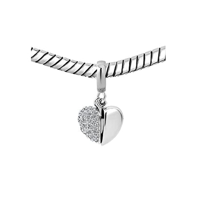 KunBead Daughter Heart I Love You Birthstone Dangle Charms Compatible with Pandora Bracelet Gift for Womens Birthday - color: White