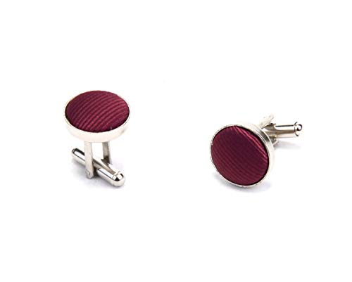 GUSLESON 3.15"（8cm） Solid Color Necktie and Pocket Square Cufflinks Sets For Men + Gift Box - color: Burgundy