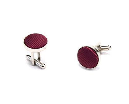 GUSLESON 3.15"（8cm） Solid Color Necktie and Pocket Square Cufflinks Sets For Men + Gift Box - color: Burgundy