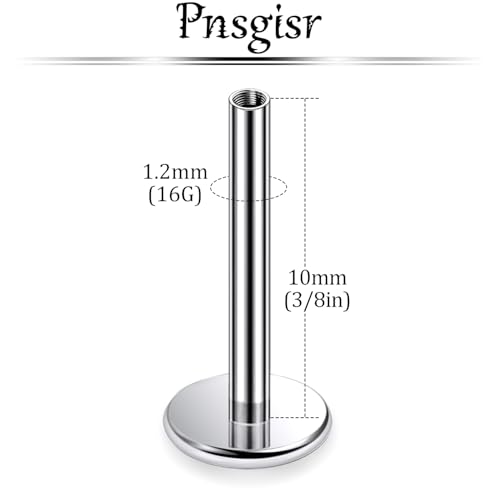 F136 Titanium 20/18/16G Threaded/Threadless Flat Earring Back Converter Kit Nose Lip Rings Medusa Labret Flatback Posts Cartilage Helix Conch Tragus Stud Piercing Jewelry Bar for Women Men - color: Internally Threaded, size: 16g, 3/8in