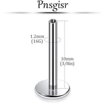 F136 Titanium 20/18/16G Threaded/Threadless Flat Earring Back Converter Kit Nose Lip Rings Medusa Labret Flatback Posts Cartilage Helix Conch Tragus Stud Piercing Jewelry Bar for Women Men - color: Internally Threaded, size: 16g, 3/8in