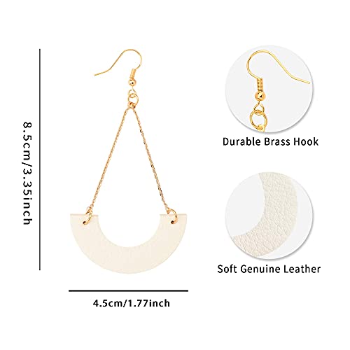 KINIVA Leather Dangle Earrings for Women Trendy, Lightweight Leaf Circle Lightning Earrings Drop, Jewelry Gifts for Women - color: 31 White