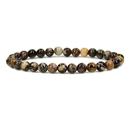 Angelstones Gemstones 6mm Round Beads Healing Crystal Bracelet for women | Natural Gemstone, Handmade Gifts for Women, Healing Crystal Round Beaded Stretch Bracelets, Unisex Jewelry for Women and Men - color: African Pink Agate