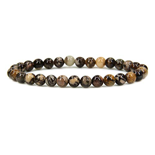 Angelstones Gemstones 6mm Round Beads Healing Crystal Bracelet for women | Natural Gemstone, Handmade Gifts for Women, Healing Crystal Round Beaded Stretch Bracelets, Unisex Jewelry for Women and Men - color: African Pink Agate