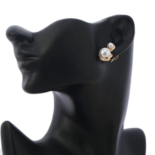 Simulated Pearl Clip On Stud Earrings - style: Double Pearls
