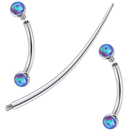 F136 Titanium 16g 6/8/10mm Opal Eyebrow/Rook/Snug/Vertical-Labret/VCH/Snake-Eyes/Anti-Tragus/Christina/Daith/Belly-Button/Bridge/Hood/Surface Curved Barbell Piercing Jewelry for Women Men - color: Purple, size: 10mm=3/8in