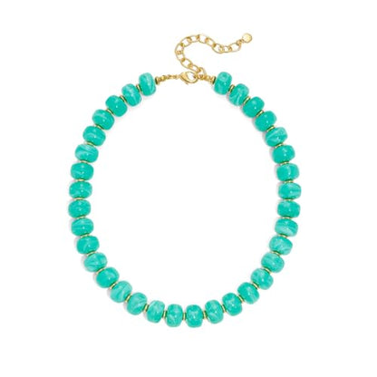 Beaded necklace for Women Boho Bead Gemstone Chunky Necklace Big Bead Necklace Fashion Trendy Summer Necklaces Jewelry Gifts - color: Mint-Green Beaded