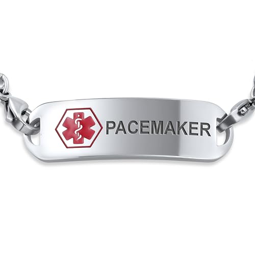 Bling Jewelry Personalize Medical Identification Medical ID Figaro Link Bracelet For Men Steel 8.5in Custom Engraved - style: Figaro-Pacemaker