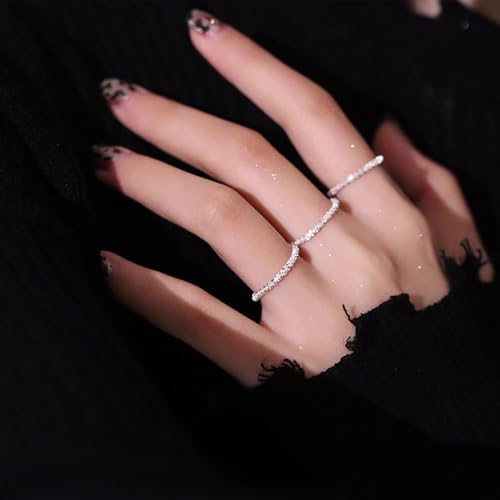 HUASAI Gold Stackable Rings Set for Women Boho Dainty Moon Star Pearl Leaf Cubic Zirconia Heart Midi Pinky Trendy Jewelry Birthday Gifts - color: D Silver Rings 5 Pcs