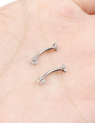Jenxnjsjo F136 Titanium 16g 6/8/10mm Eyebrow/Rook/Snug/Vertical-Labret/VCH/Snake-Eyes/Anti-Tragus/Christina/Daith/Belly-Button/Bridge/Hood/Surface Curved Barbell Piercing Jewelry for Women Men - size: ['8mm']